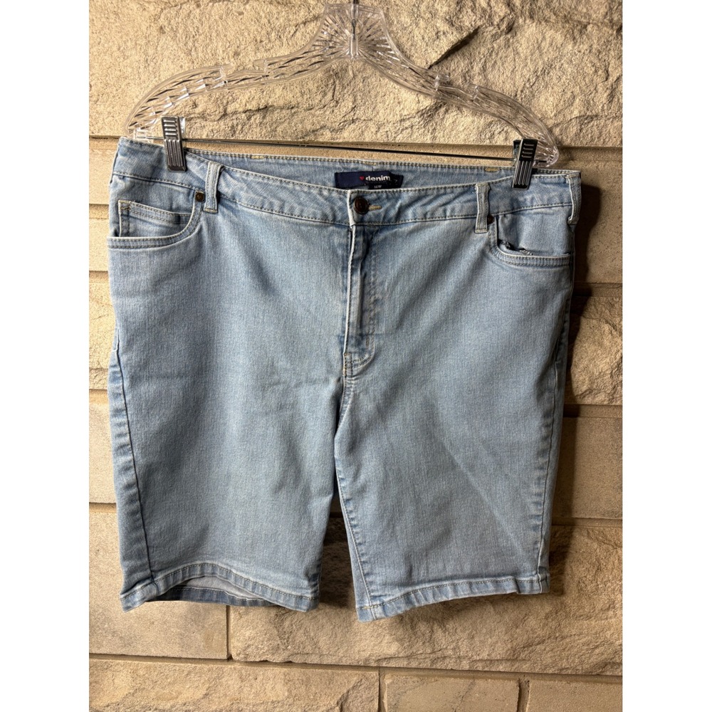 Denim 24/7‎ Womens Plus Size 16W Light Wash Stretch Bermuda Shorts 49-3323-0